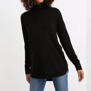Madewell Crestland Black Side-Button Turtleneck Tunic Sweater Small